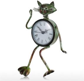img 3 attached to 🐱 Handcrafted Vintage Metal Cat Figurine Table Clock - Too-Arts Small Cat Desk Clock, Decorative Animal Clock