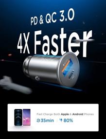 img 2 attached to AINOPE Super Mini USB C Car Charger - 36W Fast PD & QC 3.0 Dual Port Adapter - Compatible with iPhone, Galaxy - Silver