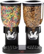 🥣 stock drop black large cereal dispenser - countertop dry food holder for home/office - snacks, grains, cheerios - candy dispenser machine with double cereal maker logo