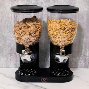 img 3 attached to 🥣 Stock Drop Black Large Cereal Dispenser - Countertop Dry Food Holder for Home/Office - Snacks, Grains, Cheerios - Candy Dispenser Machine with Double Cereal Maker