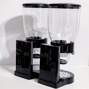 img 1 attached to 🥣 Stock Drop Black Large Cereal Dispenser - Countertop Dry Food Holder for Home/Office - Snacks, Grains, Cheerios - Candy Dispenser Machine with Double Cereal Maker