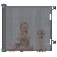 🚧 extra wide retractable baby gate, 34" tall child safety mesh gate with dual sets of mounting hardware, ideal for stairs, doorways, hallways, deck, banisters - indoor/outdoor pet dog gate extending to 59" wide logo