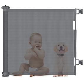 img 4 attached to 🚧 Extra Wide Retractable Baby Gate, 34" Tall Child Safety Mesh Gate with Dual Sets of Mounting Hardware, Ideal for Stairs, Doorways, Hallways, Deck, Banisters - Indoor/Outdoor Pet Dog Gate Extending to 59" Wide