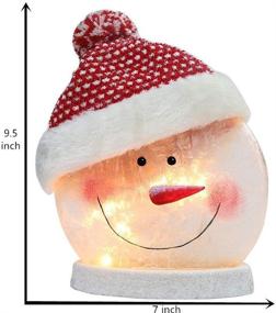 img 1 attached to BOSQUEEN Lighted Snowman Christmas Lamp: Festive Crystal Glass Snowballs Night Light with Santa Claus Hat for Holiday Home Décor & Ideal Gifts (Red)