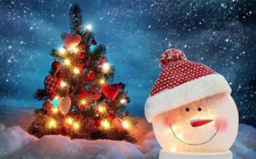 img 2 attached to BOSQUEEN Lighted Snowman Christmas Lamp: Festive Crystal Glass Snowballs Night Light with Santa Claus Hat for Holiday Home Décor & Ideal Gifts (Red)
