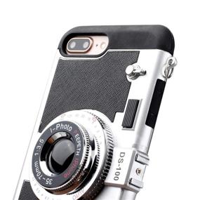 img 1 attached to 📷 Protective iPhone 7 Plus/8 Plus Case: Vintage 3D Camera Design with Long Strap Rope and Screen Protector (Black)