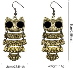 img 3 attached to 🦉 TIANHONGYAN Handmade Retro Owl Earrings Boho Owl Bird Multi-layer Dangle Drop Earrings for Women Girls - Unique & Personalized Jewelry