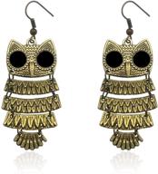 🦉 tianhongyan handmade retro owl earrings boho owl bird multi-layer dangle drop earrings for women girls - unique & personalized jewelry logo