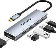 🔌 5-in-1 usb-c hub: thunderbolt 3 splitter with 4k hdmi adapter, 3 usb ports, 100w pd charger – for macbook pro air hp xps & more logo