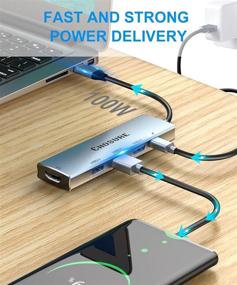 img 1 attached to 🔌 5-in-1 USB-C Hub: Thunderbolt 3 Splitter with 4K HDMI Adapter, 3 USB Ports, 100W PD Charger – for MacBook Pro Air HP XPS & More