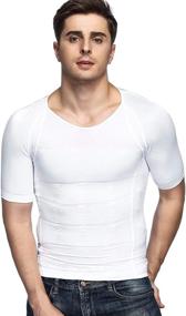 img 3 attached to 👕 Odoland Men's Body Slimming Shirt 3-Pack, Tummy Vest Thermal Compression Base Layer, Short Sleeve Shapewear for Slim Muscle