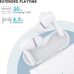 img 1 attached to 🎧 Водонепроницаемые беспроводные наушники, Bluetooth 5.0 наушники с игровым временем 30 часов, шумоподавляющий микрофон, внутриканальные наушники для работы/путешествий/тренировок, включает чехол для зарядки