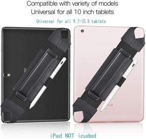 img 1 attached to Joylink IPad Hand Holder Strap With Pen Loop And 360°Swivel Leather Handle Grip Elastic Belt For 10