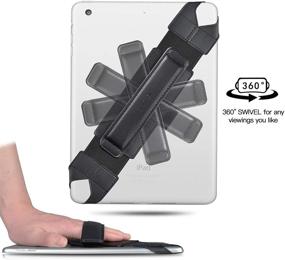 img 2 attached to Joylink IPad Hand Holder Strap With Pen Loop And 360°Swivel Leather Handle Grip Elastic Belt For 10