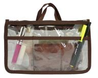 clear pvc zippered cosmetic purse with brown trim – makeup organizer logo