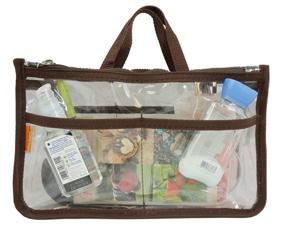 img 2 attached to Clear PVC Zippered Cosmetic Purse with Brown Trim – Makeup Organizer