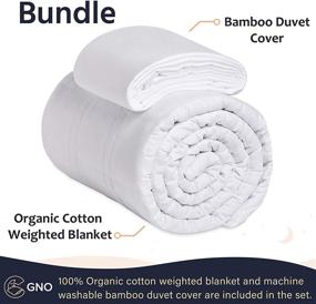 img 3 attached to 🛏️ GNO Premium Adult Weighted Blanket with Removable Bamboo Cover - 12 Lbs, Full Size - Cooling Cotton & Glass Beads - Organic Heavy Blanket - USA Designed - White