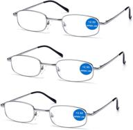 👓 viscare metal full rim reading glasses: 3-pair bundle with spring hinges for enhanced comfort and durability logo