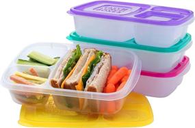 img 4 attached to 🍱 EasyLunchboxes - Bento Lunch Boxes (Set of 4, Brights) - Reusable 3-Compartment Food Containers for School, Work, and Travel