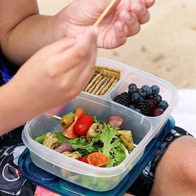 img 1 attached to 🍱 EasyLunchboxes - Bento Lunch Boxes (Set of 4, Brights) - Reusable 3-Compartment Food Containers for School, Work, and Travel