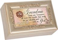 cottage garden grandma silver champagne petite rose music box with amazing grace melody logo