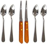 🥄 set of 4 stainless steel grapefruit spoons and 2 serrated edge grapefruit knives logo
