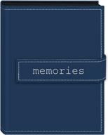 pioneer blue mini photo album with embroidered 'memories' strap, 36-pocket 4x6-inch leatherette cover logo