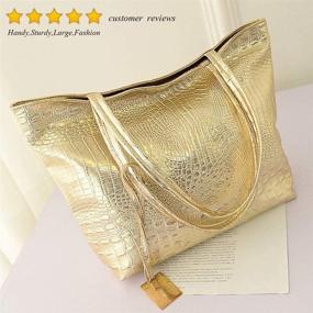 img 3 attached to 👜 Womens Crocodile Large Tote Handbag: Stylish Shoulder Bag for Travel, Work, and More!