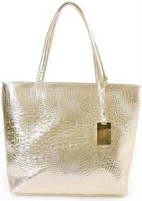 img 4 attached to 👜 Womens Crocodile Large Tote Handbag: Stylish Shoulder Bag for Travel, Work, and More!