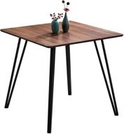 🍽️ обеденный стол greenforest: небольшой квадратный стол для кухни с современным индустриальным дизайном и прочными металлическими ножками - отделка орехом логотип
