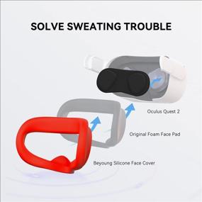 img 3 attached to 🔴 CNBEYOUNG Oculus Quest 2 VR Face Cover and Lens Cover: Sweatproof Silicone Face Pad Mask & Cushion (Red)