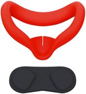 🔴 cnbeyoung oculus quest 2 vr face cover and lens cover: sweatproof silicone face pad mask & cushion (red) logo