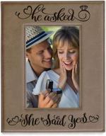 📸 engraved leather picture frame: he asked, she said yes - perfect engagement & wedding gift, celebrate the special moments with bride & groom-to-be, vertical 5x7 frame логотип