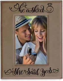 img 4 attached to 📸 Engraved Leather Picture Frame: He Asked, She Said Yes - Perfect Engagement & Wedding Gift, Celebrate the Special Moments with Bride & Groom-to-Be, Vertical 5x7 Frame