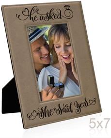 img 2 attached to 📸 Engraved Leather Picture Frame: He Asked, She Said Yes - Perfect Engagement & Wedding Gift, Celebrate the Special Moments with Bride & Groom-to-Be, Vertical 5x7 Frame