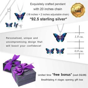 img 2 attached to Blue Rainbow Crystal Monarch Butterfly Jewelry Set - Necklace and Earrings for Girls & Women | 925 Sterling Silver, Never Rusting, Natural & Hypoallergenic | Comes in Gift Box, Perfect for Special Moments