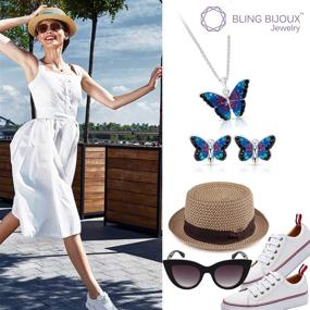 img 1 attached to Blue Rainbow Crystal Monarch Butterfly Jewelry Set - Necklace and Earrings for Girls & Women | 925 Sterling Silver, Never Rusting, Natural & Hypoallergenic | Comes in Gift Box, Perfect for Special Moments
