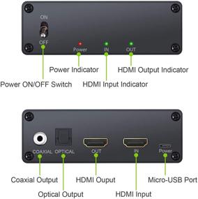 img 1 attached to Преобразователь HDMI в HDMI + аудио с извлечением сигнала с питанием. Цифровой аудиоизвлекатель HDMI 4K - оптический и коаксиальный преобразователь для HDTV, Apple TV, PS4 - LiNKFOR.