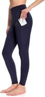 🩳 muuboox women's yoga pants leggings with 3 pockets - tummy control, 4-way stretch workout leggings with extra pockets logo