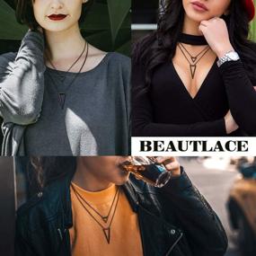 img 2 attached to 💎 Геометрический многослойный женский ювелирный украшения - Beautlace Треугольник Минимализм