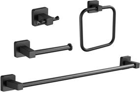 img 4 attached to WPT Set Bathroom Hardware: Thicken Stainless Steel 4-Piece Towel Rack, Towel Bar, Towel Ring, Toilet Paper Holder, Black Robe Towel Hooks - Stylish Bathroom Accessories