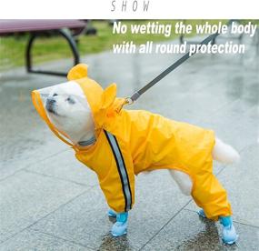 img 3 attached to 🐶 Cute Pet Dog Raincoat with Full Body Coverage, Hat, Transparent Brim, Reflective Night Light Strip, Double Layered Waterproof Rain Jacket, Bear Shape Hooded Cloak