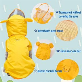 img 1 attached to 🐶 Cute Pet Dog Raincoat with Full Body Coverage, Hat, Transparent Brim, Reflective Night Light Strip, Double Layered Waterproof Rain Jacket, Bear Shape Hooded Cloak