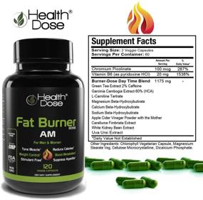 img 2 attached to Health Dose AM Day-Time Fat Burner - 120 Vegetarian Capsules with Green Tea, L-Carnitine Tartrate, Uva Ursi, Garcinia Cambogia, Apple Cider Vinegar - Advanced Weight Loss Supplement for Men & Women.