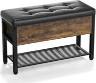 🪑 black leather padded seat metal shelf storage bench, multifunctional bed bench for bedroom, entryway, hallway, foyer - ecoprsio furniture logo