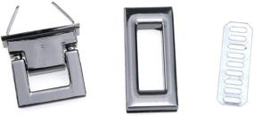 img 1 attached to 💼 Set of 4 Meprotal Gray Rectangle Clasp Turn Locks – Metal Closure Hardware for DIY Handbag Shoulder Bag with Install Parts