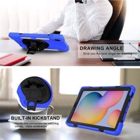 img 2 attached to 📱 ZenRich Galaxy Tab S6 Lite Case 10.4 inch 2020-Blue: Heavy Duty Shockproof Rugged Case with S Pen Holder, Stand, Hand Strap, and Shoulder Belt