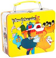 🎒 vintage shaped tin metal lunchbox tote with handle - vandor beatles yellow submarine large логотип