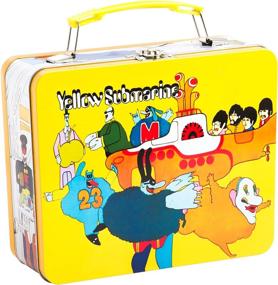 img 2 attached to 🎒 Vintage Shaped Tin Metal Lunchbox Tote with Handle - Vandor Beatles Yellow Submarine Large