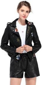 img 2 attached to Women's Floral Embroidered Leather Jacket - Coats, Jackets & Vests for Women's Clothing